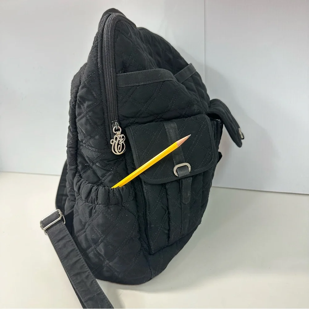 Vera Bradley Black Quilted Campus Back-pack Microfiber - Picture 9 of 14